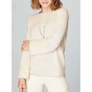 J Jill Plush Sleeve Oversized Barley Sweater Size 2X Cream Minimalist Soft Cozy